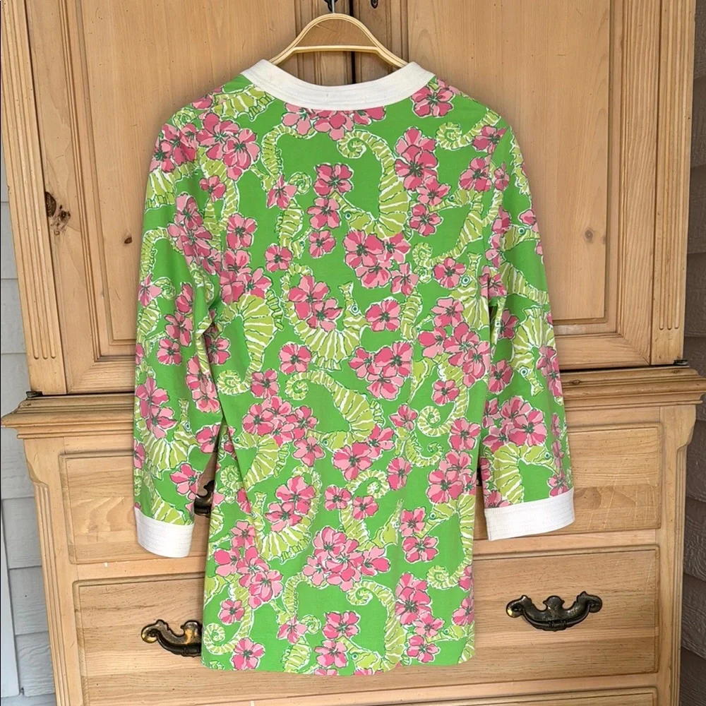 NWOT Lilly Pulitzer Green and Pink Floral Tunic - Picture 4 of 6